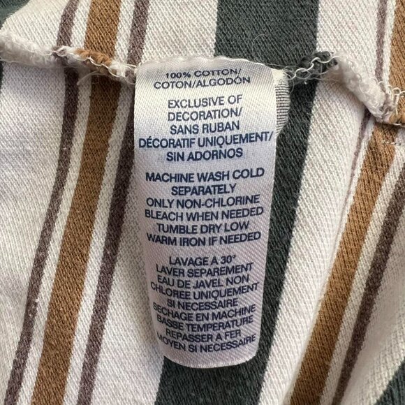 Chaps 100% Cotton Green and Brown Striped Polo Shirt - Picture 4 of 8